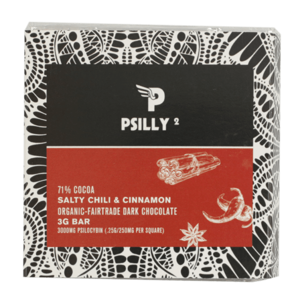 Psilly - Dark Chocolate Bar - Salty Chili & Cinnamon | Magic Mushroom Dispensary Canada