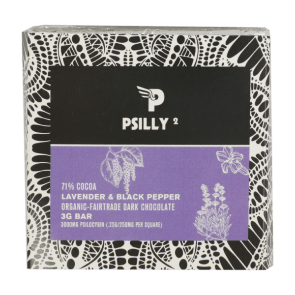 Psilly - Dark Chocolate Bar - Lavender & Black Pepper | Magic Mushroom Dispensary Canada