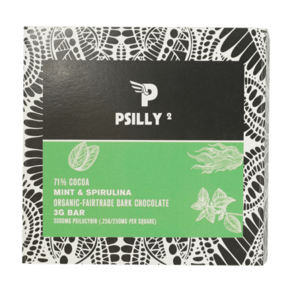 Psilly - Dark Chocolate Bar - Mint & Spirulina | Magic Mushroom Dispensary Canada
